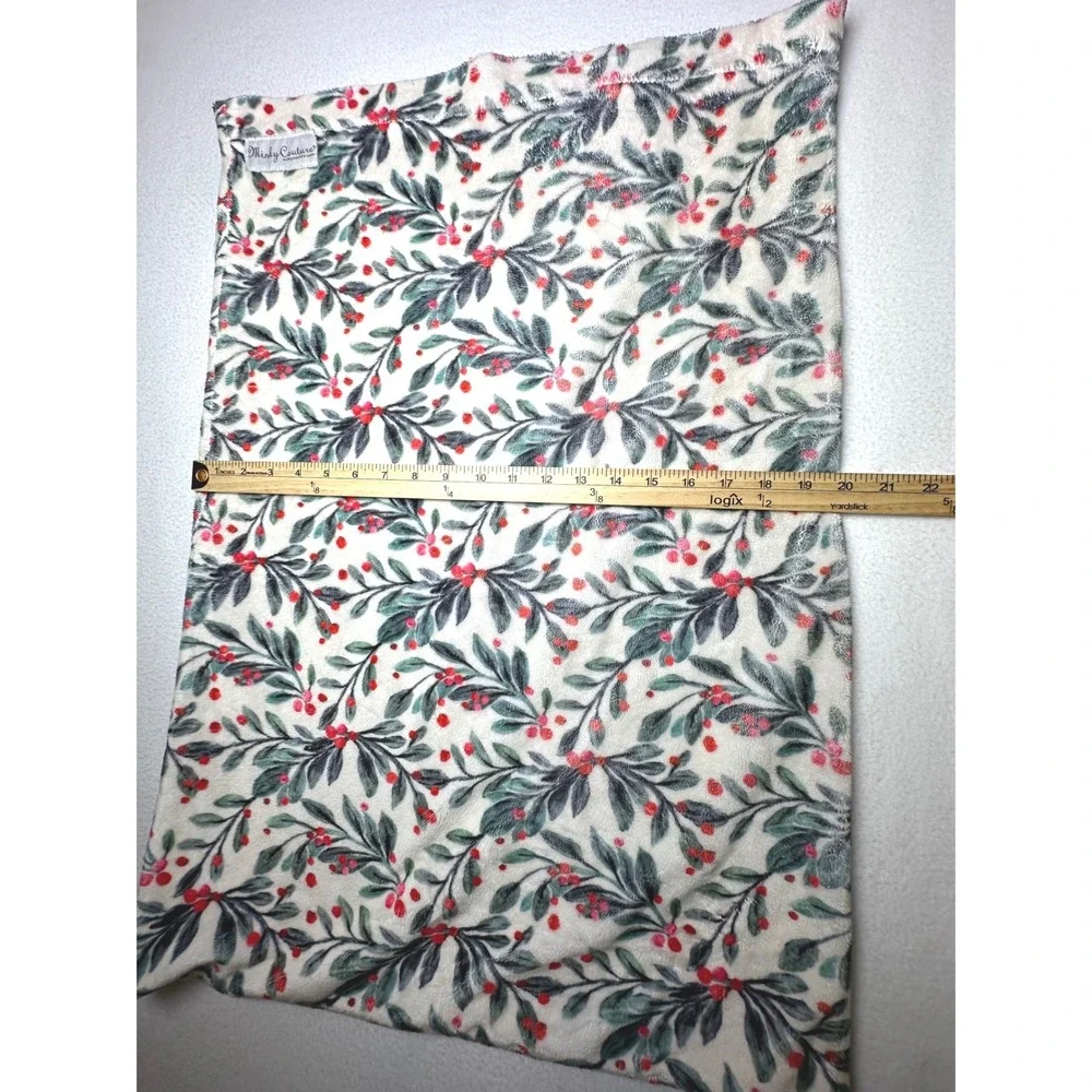 Minky Couture Holly Berry Plush Pillowcase Holiday Christmas Floral White Red